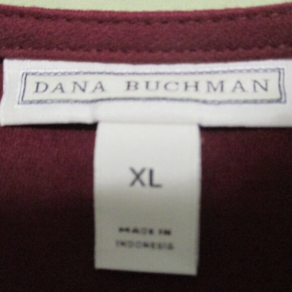 Dana Buchman top cranberry color 3/4 sleeves tiered front pullover blouse sz XL - Picture 4 of 8